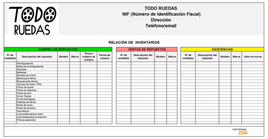 ¿Qué cuenta contable se utiliza para los repuestos?